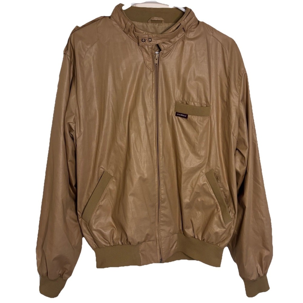 Vintage‎ Cellini Jacket Men's Large Bomber Members Only Style Tan